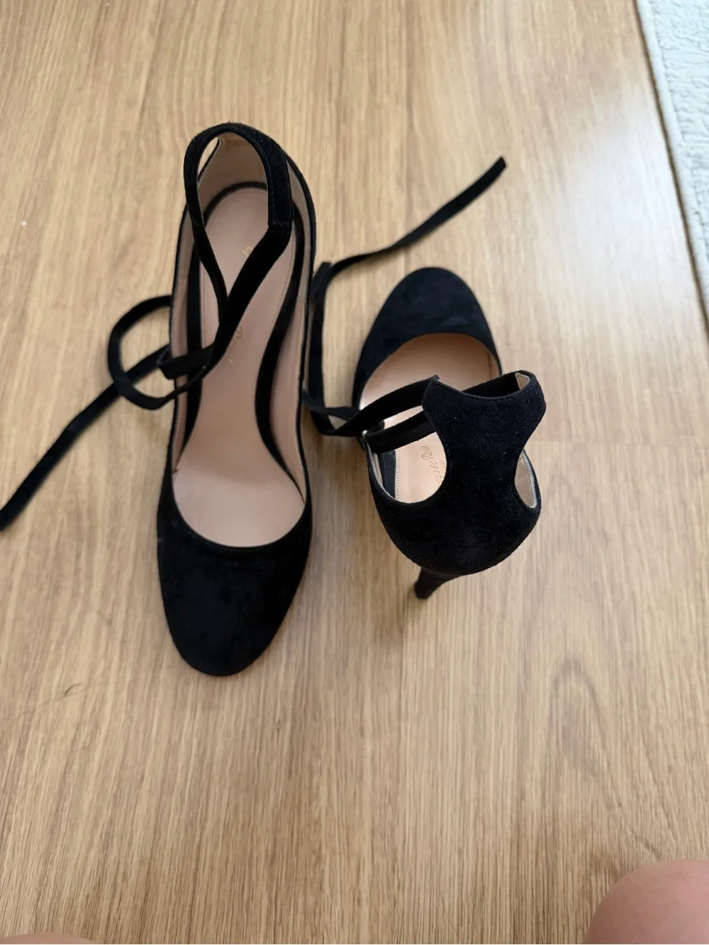 Gianvito Rossi Black Suede Lace-Up High Heel Pumps